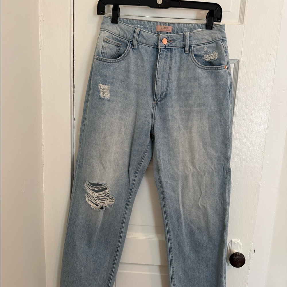 DL1961 Light Blue Distressed Boyfriend Jeans